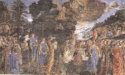 Sandro Botticelli, Cosimo Rosselli and Assistants,Moses receiving the Tablets of the Law and Worship of the Golden Calf